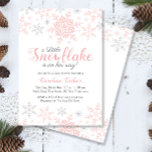 Little Snowflake Pink Silver Glitter Baby Shower Invitation<br><div class="desc">This design features a simply elegant snowflake design in pink and silver glitter. The collection of coordinating products as well as additional colour options are available in our shop, zazzle.com/store/doodlelulu. Contact us if you need this design applied to a specific product to create your own unique matching item! Thank you...</div>