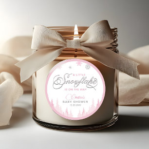 Little Snowflake Winter Baby Shower Classic Round Sticker