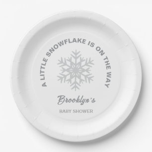 Little Snowflake Winter Baby Shower Gender Neutral Paper Plate