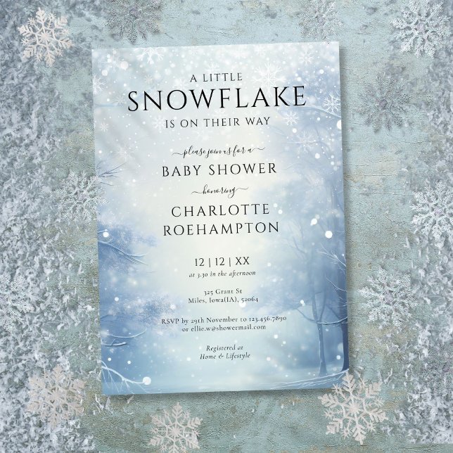 Little Snowflake Winter Baby Shower Invitation (Little Snowflake Winter Baby Shower Invitation)