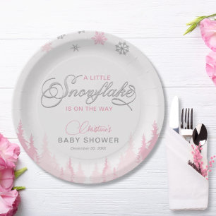 Little Snowflake Winter Baby Shower  Paper Plate