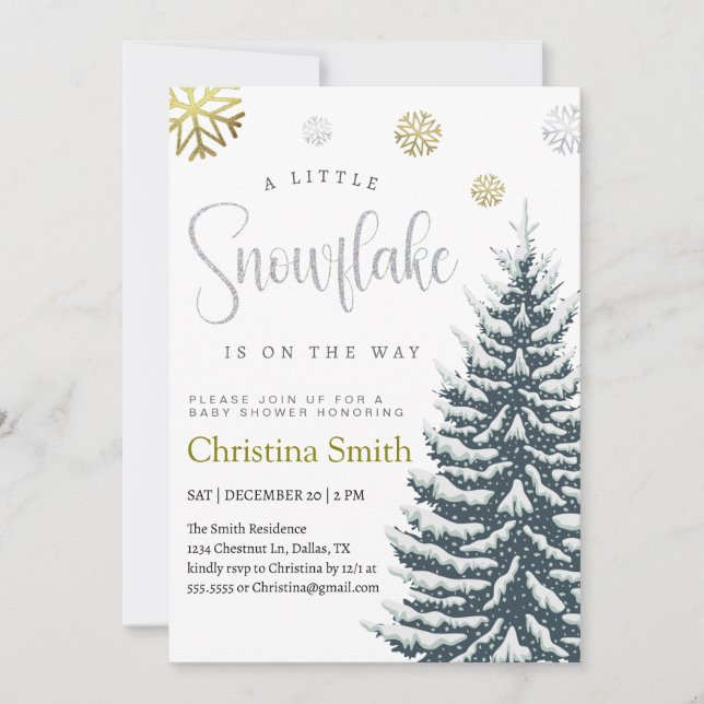 Little Snowflake Winter Wonderland Baby Shower Invitation (Front)