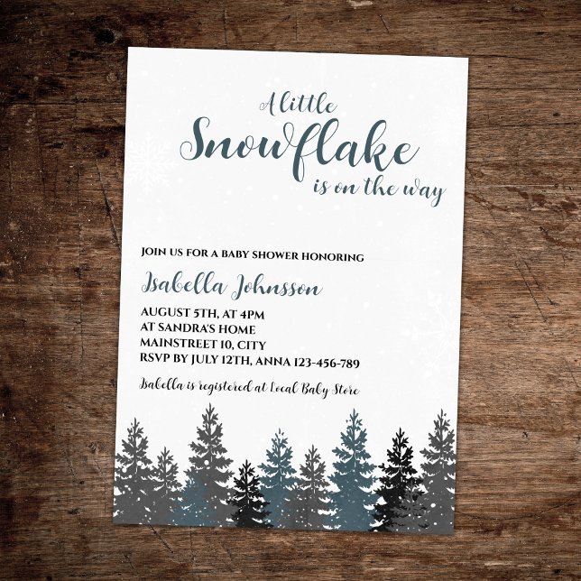 Little Snowflake Winter Wonderland Baby Shower Invitation (little snowflake on the way winter wonderland  baby shower invitation gender neutral)