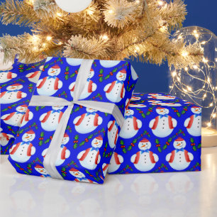 Little Snowman Holly Berries Christmas Wrapping Paper