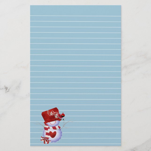 Little Snowman in Red Hat Stationery (Front)