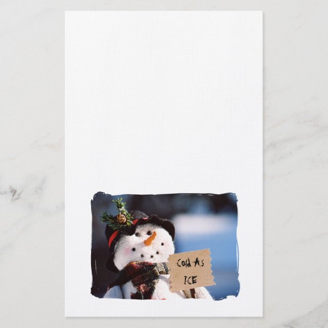 Little Snowman With Customisable Sign Stationery (Front)