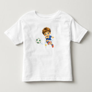 Little soccer player shooting at the goal toddler T-Shirt
