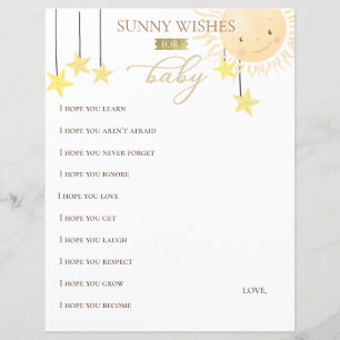 Little Sonny Sunshine Baby Shower Wishes