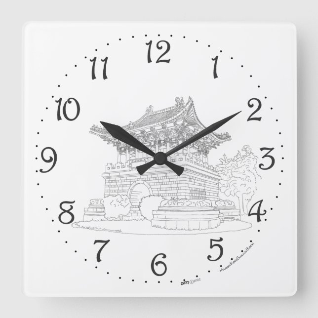 Little South Gate Taipei Square Wall Clock (Front)