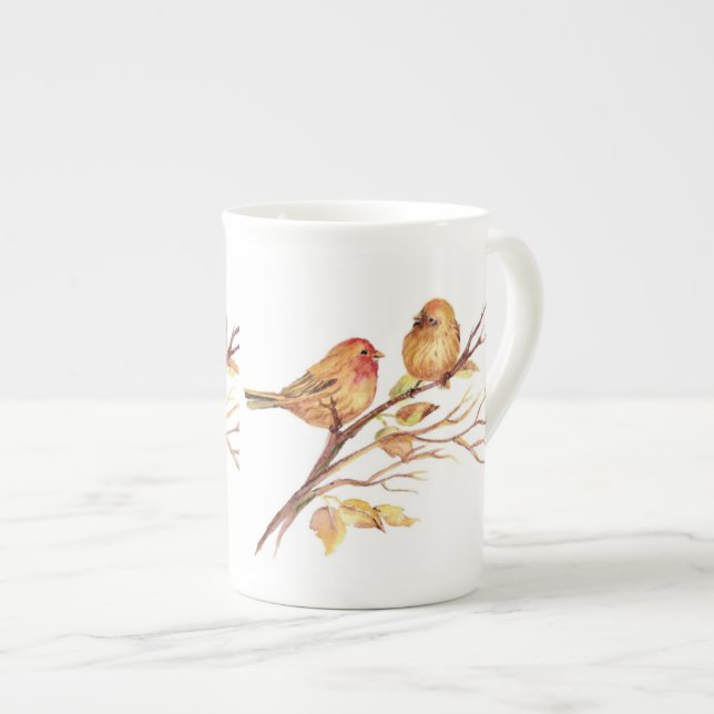 Little Sparrow Birds, Bone China Mug (Front Right)