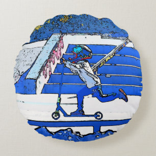 Little Speedster - Scooter Rider Round Pillow