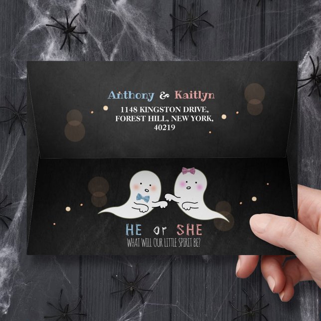 Little Spirit Halloween Ghosts Gender Reveal Party Envelope (Creator Uploaded)