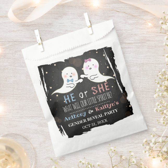 Little Spirit Halloween Ghosts Gender Reveal Party Favour Bags (Clipped)