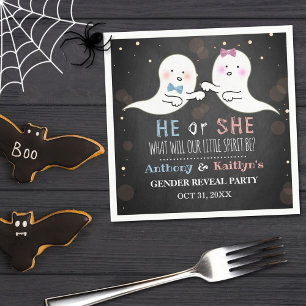 Little Spirit Halloween Ghosts Gender Reveal Party Napkin