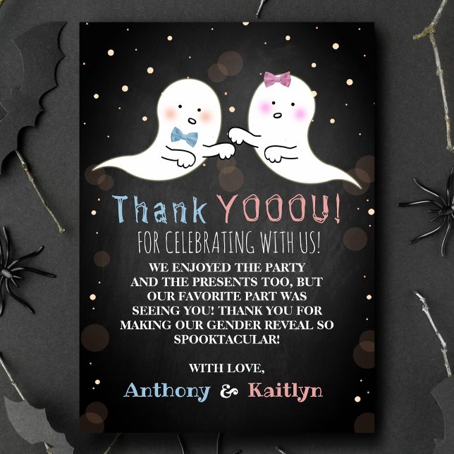 Little Spirit Halloween Ghosts Gender Reveal Party Thank You Card (Creator Uploaded)