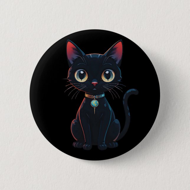 Little Spooky Black Cat 6 Cm Round Badge (Front)