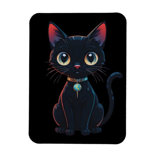 Little Spooky Black Cat Magnet (Vertical)