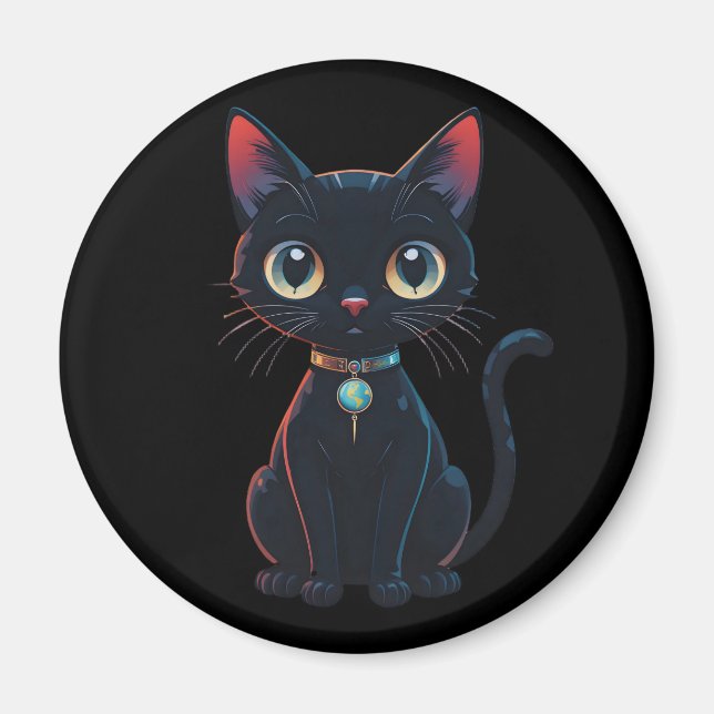 Little Spooky Black Cat Magnet (Front)