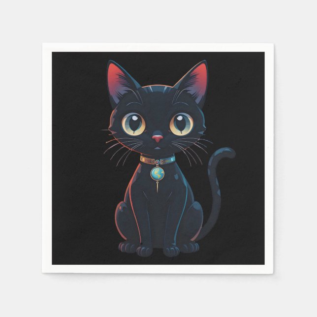 Little Spooky Black Cat Napkin (Front)