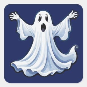 Little Spooky Ghost - Halloween 11 - Fan Fun Square Sticker
