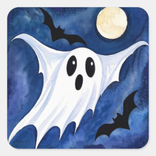 Little Spooky Ghost - Halloween 7 - Fan Fun Square Sticker