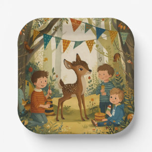 Little Spotted Deer Woodland Birthday Party Paper Plate