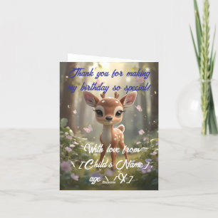 Little Spotted Deer Woodland Birthday  Thank You Card