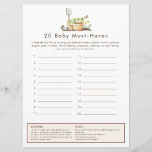 Little Sprout 20 Baby Needs Game Card Baby Shower