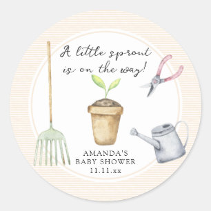 Little sprout baby shower  classic round sticker