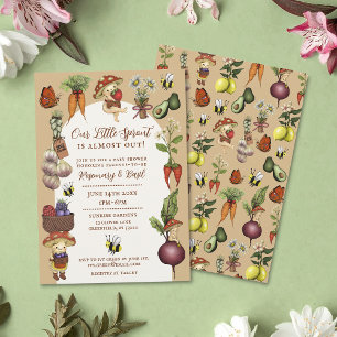 Little Sprout Baby Shower Garden Theme Joint Coed  Invitation