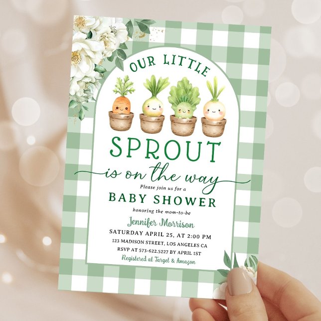 Little Sprout Baby Shower Green Gender Neutral Invitation (Creator Uploaded)