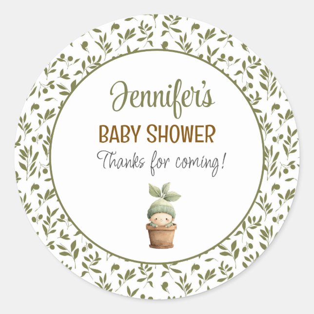 Little Sprout Baby Shower Sticker (Front)