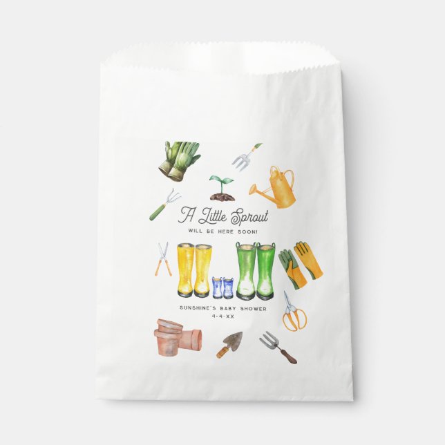 Little Sprout Blue Boots Garden Baby Shower Favour Bags (Front)