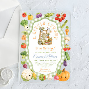 Little Sprout Boy Baby Shower Acrylic Invitations
