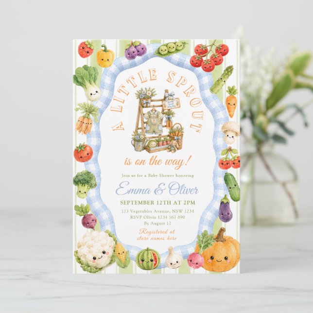 Little Sprout Boy Baby Shower Invitation (Standing Front)