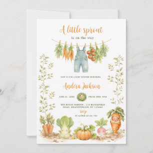  Little Sprout Clothesline Garden Baby Shower  Invitation