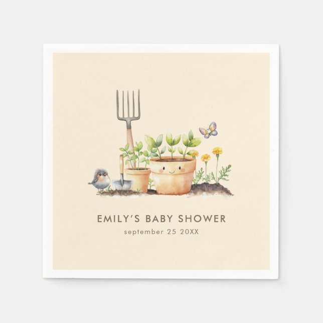 Little Sprout Gardening Cream Baby Shower  Napkin (Front)