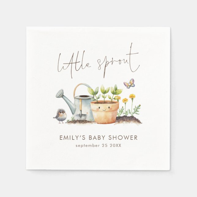 Little Sprout Gender Neutral Garden Baby Shower  Napkin (Front)