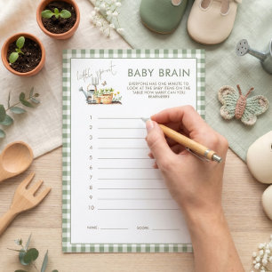 Little Sprout Gingham Baby Brain Shower Game card