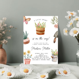 Little Sprout on the Way Spring Baby Shower Invitation