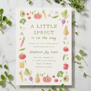 Little Sprout on the Way Vegetables Baby Shower Invitation