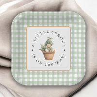 Little Sprout Sage Green Gingham Baby Shower