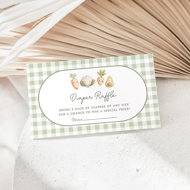 Little Sprout Vegetables Gingham Diaper Raffle Enclosure Card (Creator Uploaded)