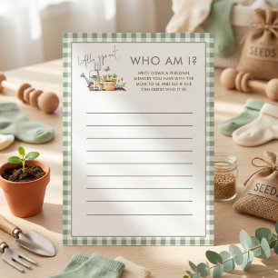 Little Sprout Who Am I Baby Shower Game card