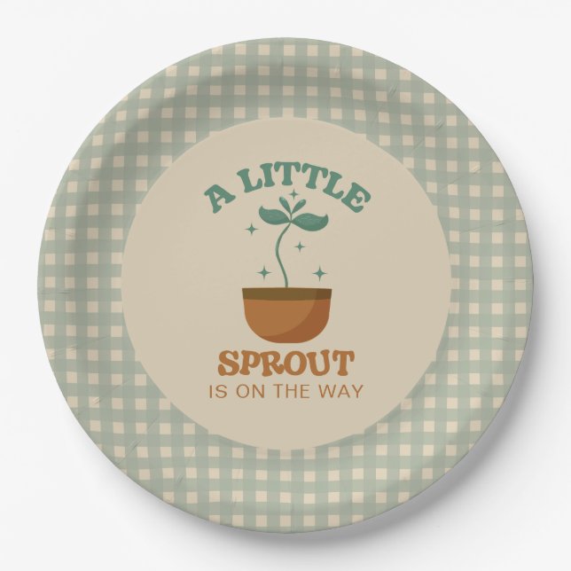  Little Sprouts Garden Party Baby Shower Paper Plate (Front)