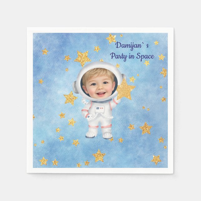 Little Star Astronaut Party Napkin (Front)