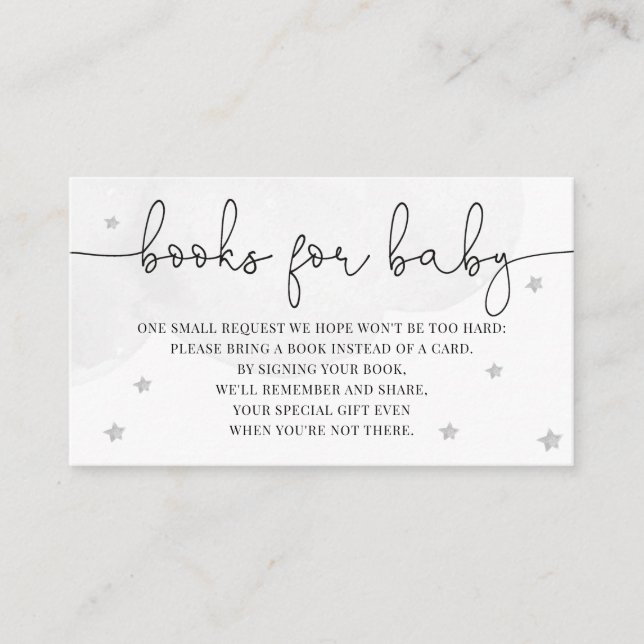 Little Star Baby Shower Books For Baby Grey Enclosure Card (Front)
