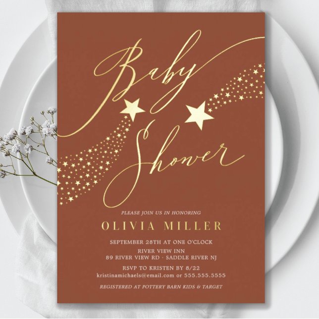 Little Star Baby Shower Foil Invitation (Creator Uploaded)