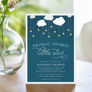 Little Star Baby Shower Invitation   Navy