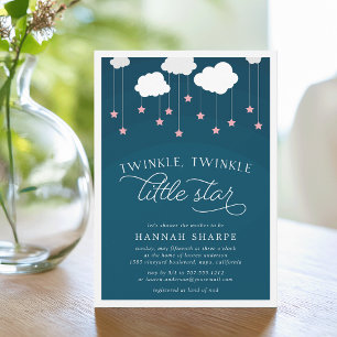 Little Star Baby Shower Invitation Pink & Navy